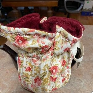 Floral Tea Cozy with Red Lining
